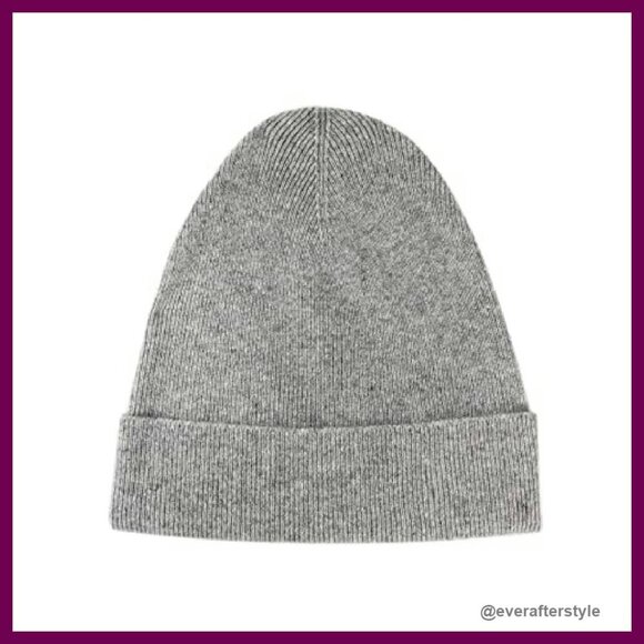 Pure Cashmere Beanie Ribbed Cuff Unisex Classic Elegant Winter Essential